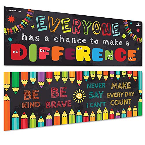 Sproutbrite Classroom Banner and Posters for Decorations - Educational, Motivational and Inspirational Growth Mindset for Teacher and Students