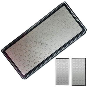 double-sided diamond sharpening stone,ycammin knife sharpener stone diamond sharpener honeycomb surface plate with non-slip base for scissors knives outdoor kitchen sharpen tools (400/1000 grit)