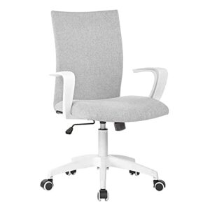 lianfeng office chair ergonomic mid back swivel chair height adjustable desk chair white office chair computer chair with armrest mid size (grey and white)