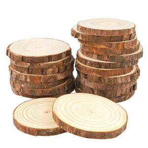 maom natural wood slices 20 pcs 3.5"-4.0" round wood discs tree bark wooden circles for diy crafting coasters arts crafts home decorations vintage wedding ornaments