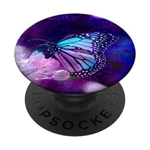 butterfly animal dark purple galaxy wings nature design popsockets popgrip: swappable grip for phones & tablets