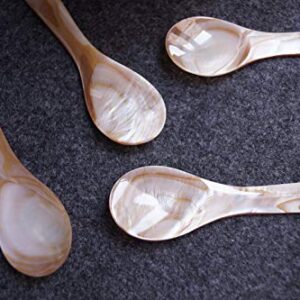 DUEBEL Set of 6 Mother of Pearl 3.55′′ Caviar Spoons for Caviar Serving or Egg Serving