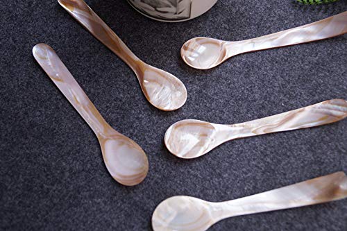 DUEBEL Set of 6 Mother of Pearl 3.55′′ Caviar Spoons for Caviar Serving or Egg Serving