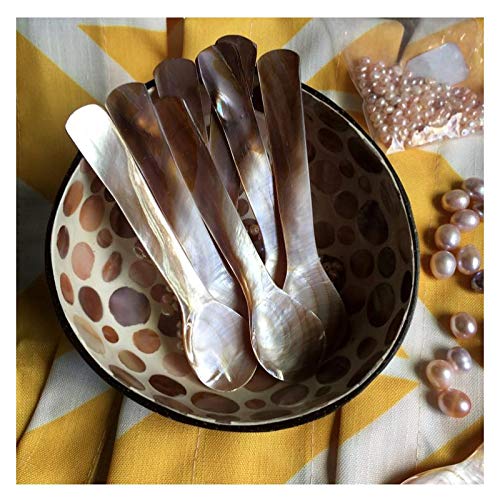 DUEBEL Set of 6 Mother of Pearl 3.55′′ Caviar Spoons for Caviar Serving or Egg Serving