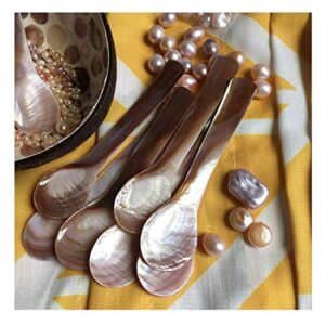 DUEBEL Set of 6 Mother of Pearl 3.55′′ Caviar Spoons for Caviar Serving or Egg Serving