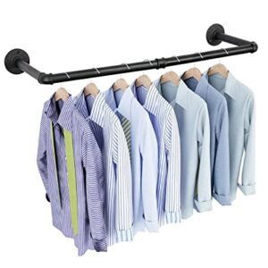 OROPY Industrial Pipe Clothing Rack 38.4", Heavy Duty Detachable Wall Mounted Clothes Rack Black Iron Garment Bar, Multi-purpose Hanging Rod for Closet Storage, Black (Two Base)