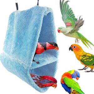 Keersi Winter Warm Bird Hammock Nest House Sleeping Bed Tent for Pet Parakeet Cockatiel Conure Cockatoo African Grey Macaw Eclectus Amazon Lovebird Medium Large Parrot Cage Stand Perch Toy