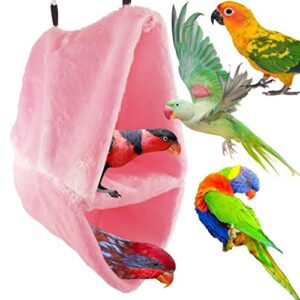 Keersi Winter Warm Bird Hammock Nest House Sleeping Bed Tent for Pet Parakeet Cockatiel Conure Cockatoo African Grey Macaw Eclectus Amazon Lovebird Medium Large Parrot Cage Stand Perch Toy