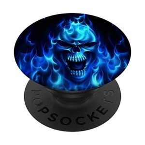 blue flame screaming skull phone accessory popsockets popgrip: swappable grip for phones & tablets