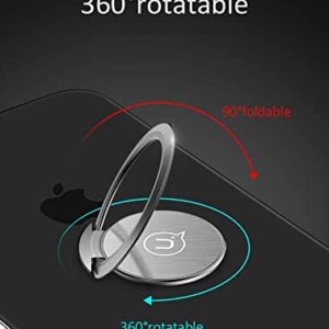 World's Slimmest Phone Ring Holder, Attom Tech Tomorotec Ultra Thin Cell Phone Ring Stand for Magnetic Car Mount Hook Compatible for iPhone Samsung Smartphone Accessories (Silver-Grey)