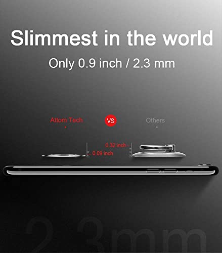 World's Slimmest Phone Ring Holder, Attom Tech Tomorotec Ultra Thin Cell Phone Ring Stand for Magnetic Car Mount Hook Compatible for iPhone Samsung Smartphone Accessories (Silver-Grey)