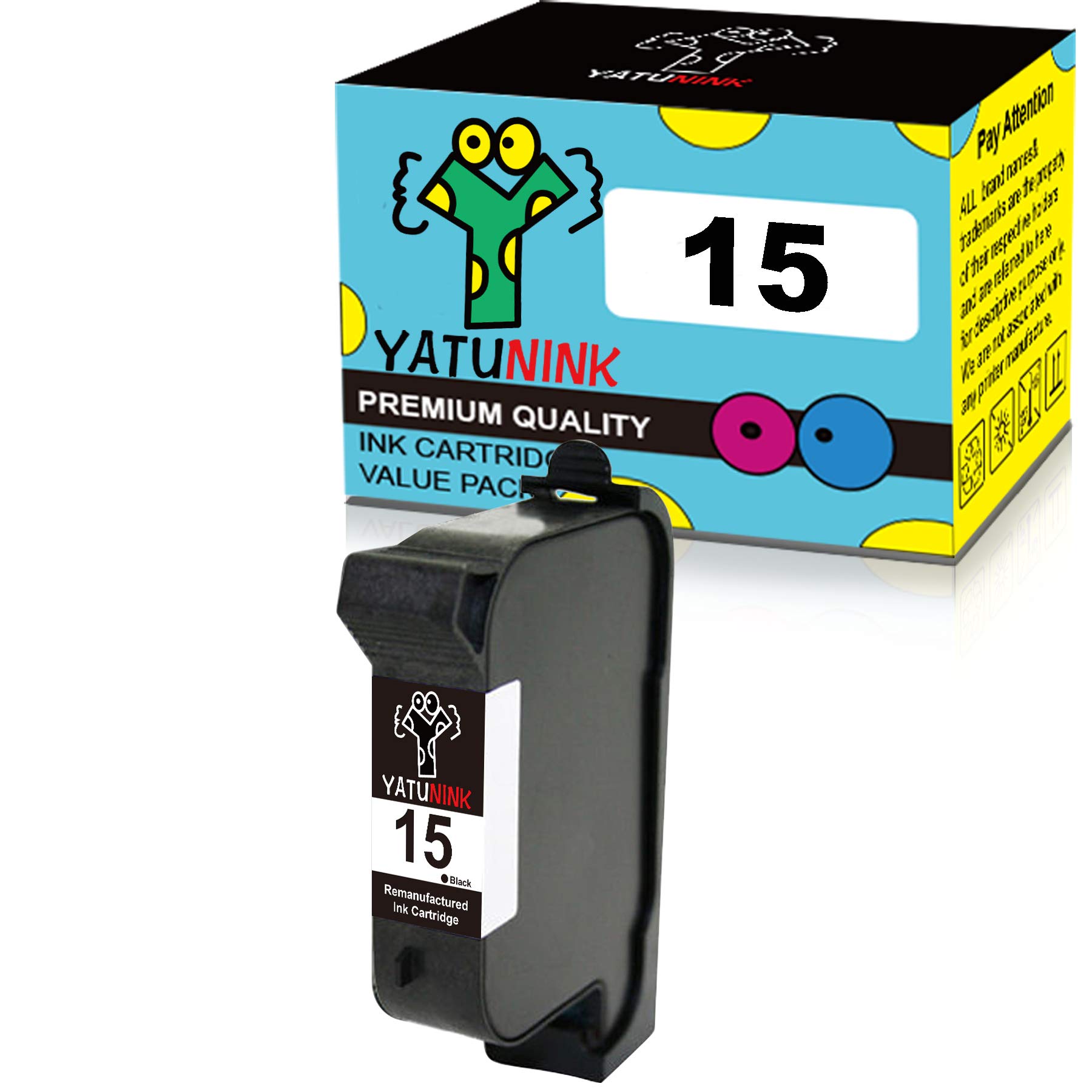 YATUNINK Replacement Ink Cartridge Replacement for HP 15 Ink Cartridge Black Work with Deskjet / FAX / Officejet / PSC Series Printer ( 1 Black )