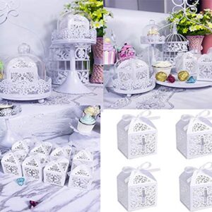 Sohapy 50Pcs Baptism Christening Favor Boxes Candy Boxes Bag Gift Box Baby Shower Favor for Baby Cute Birthday Decoration Shower Party decoration Supplies (white)