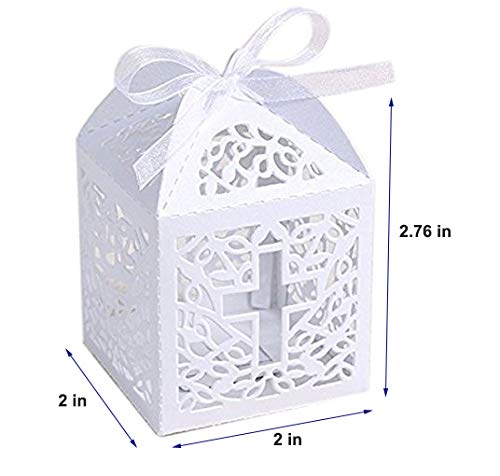 Sohapy 50Pcs Baptism Christening Favor Boxes Candy Boxes Bag Gift Box Baby Shower Favor for Baby Cute Birthday Decoration Shower Party decoration Supplies (white)