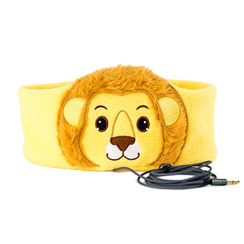 CozyPhones Kids Headphones Volume Limited with Thin Speakers & Super Soft Fleece Headband - Perfect Toddlers & Children's Earphones for Home, School & Travel - Lion