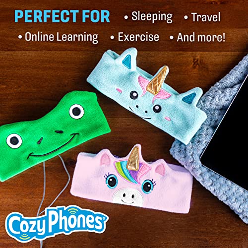 CozyPhones Kids Headphones Volume Limited with Thin Speakers & Super Soft Fleece Headband - Perfect Toddlers & Children's Earphones for Home, School & Travel - Lion