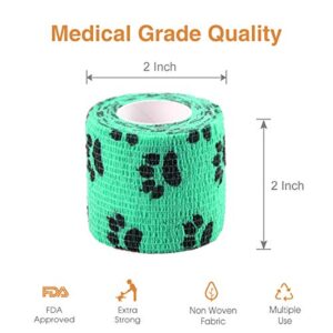 AUPCON Vet Wrap Cohesive Bandages Bulk Self Adhesive Bandage Wrap Self Adherent Wrap Non-Woven for Dogs Pet Animals & Ankle Sprains & Swelling 2 Inch x 5 Yards (2 Inch Claw)