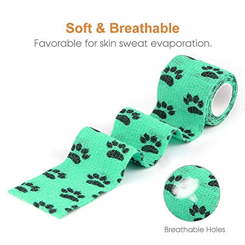 AUPCON Vet Wrap Cohesive Bandages Bulk Self Adhesive Bandage Wrap Self Adherent Wrap Non-Woven for Dogs Pet Animals & Ankle Sprains & Swelling 2 Inch x 5 Yards (2 Inch Claw)