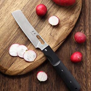 Miki Sharp 440A Stainless Steel Blade Japanese Kitchen Chef Folding Pocket Knife for Outdoor Camping Cooking (Chef Blade)