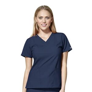 wonderwink w123 women’s basic v-neck scrub top — navy, medium