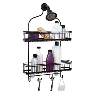 zenna home extra wide hanging over-the-shower caddy, bronze