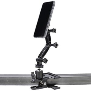 livestream® smartphone ball head clamp mount with magnetic mounting system and extension kit; attach to desk or table. easily adjust height of device for videos, reading, or live streaming.