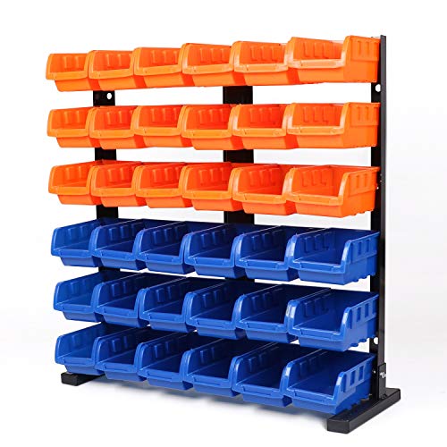 HORUSDY Storage Bins Parts Rack 36Pcs Bin Organizer Garage Plastic Shop Tool, Tools for Men Tools Gif