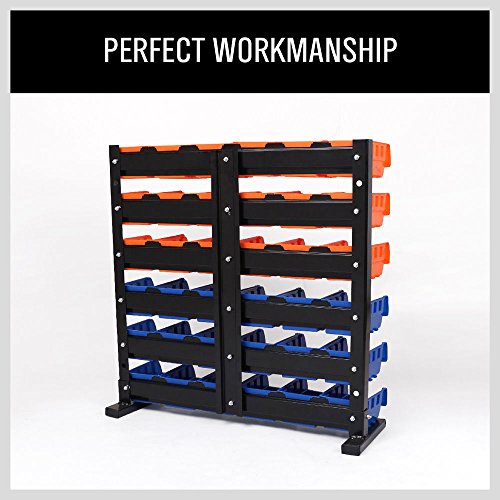 HORUSDY Storage Bins Parts Rack 36Pcs Bin Organizer Garage Plastic Shop Tool, Tools for Men Tools Gif