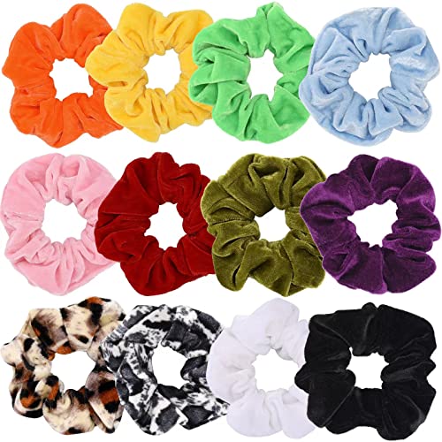 12 Pcs Hair Scrunchies Velvet Elastic Hair Bands Scrunchy Hair Ties Ropes Scrunchie for Women or Girls Hair Accessories