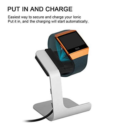 Tranesca Charging Stand/Charging Dock/Charging Cradle Compatible with Fitbit Ionic with 6ft Charging Cable Integrated