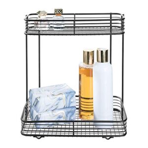 iDesign Vienna Steel Free-Standing 2-Tier Storage Shelf - 5.9" x 9.8" x 10", Matte Black