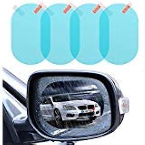 Foseal HD Transparent Nano Coating Rainproof Film for Car Rear View Mirror, Oval (5.31"x3.74"), 4 PCS