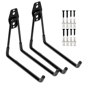 heavy duty garage storage utility double hooks,extended wall mount tool holder organizer for ladders,bike,chair (2 pack black 7.5" large u hook)