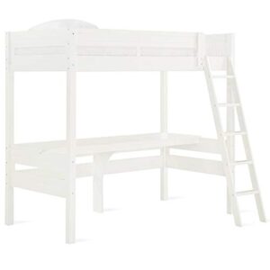 dorel living harlan wood loft bed with ladder and guard rail - twin (white)