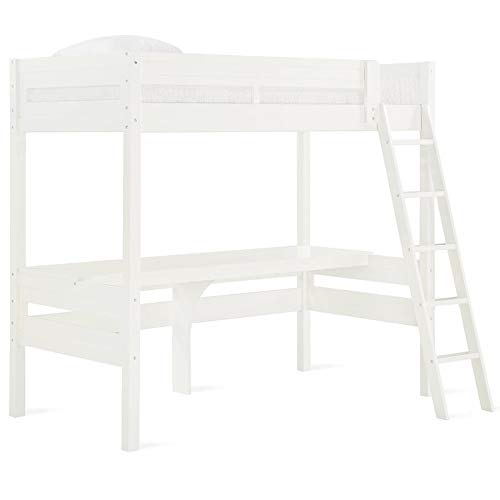 Dorel Living Harlan Wood Loft Bed with Ladder and Guard Rail - Twin (White)