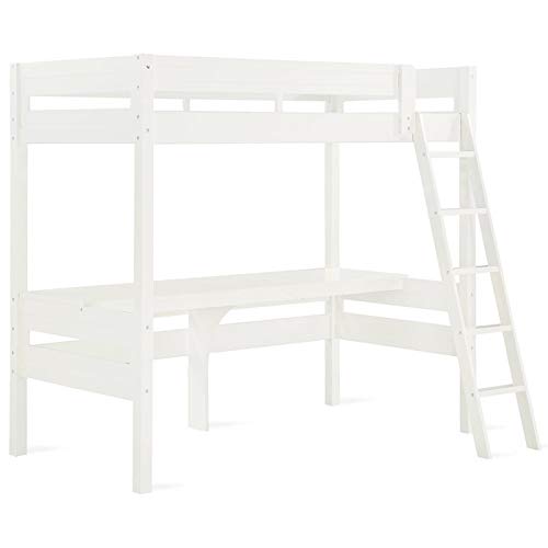 Dorel Living Harlan Wood Loft Bed with Ladder and Guard Rail - Twin (White)