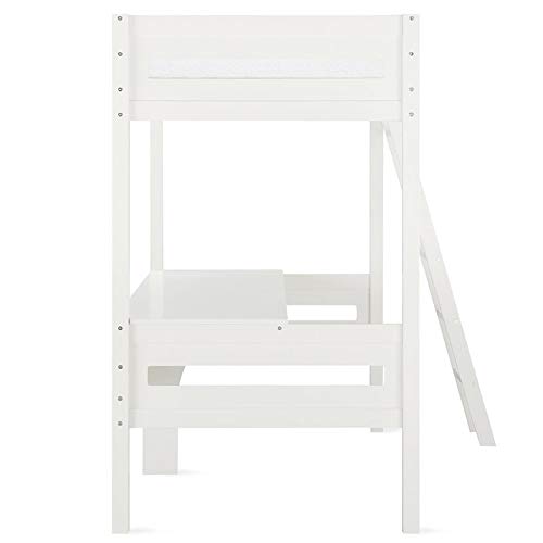 Dorel Living Harlan Wood Loft Bed with Ladder and Guard Rail - Twin (White)