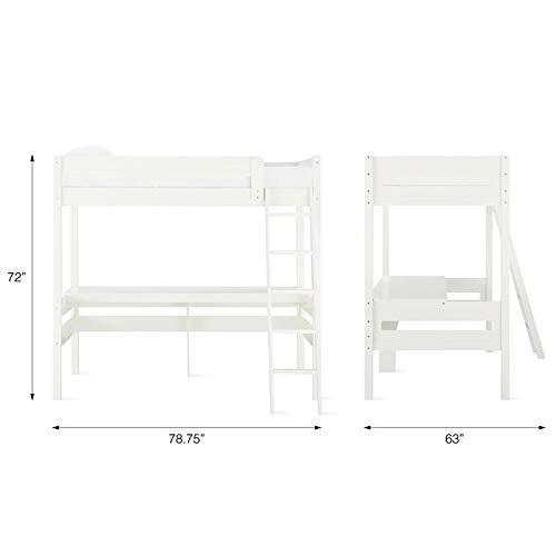 Dorel Living Harlan Wood Loft Bed with Ladder and Guard Rail - Twin (White)