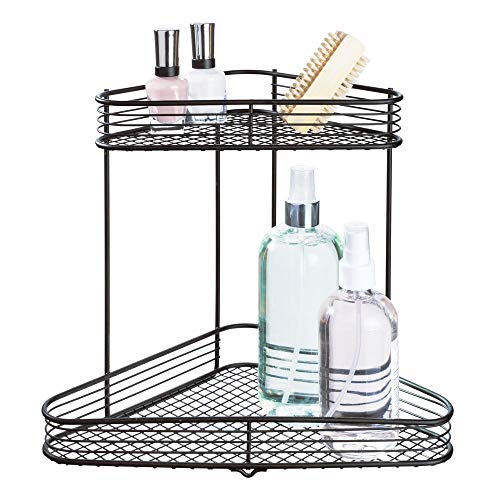 iDesign Vienna Metal Wire Standing Vanity Caddy, 2-Tier Baskets for Countertops, Desks, Dressers, Bathroom, Set of 1, Corner Shelf