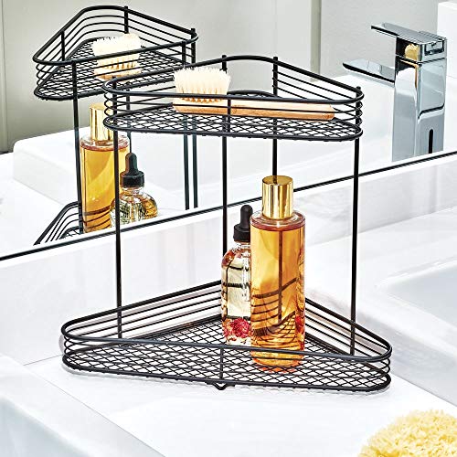 iDesign Vienna Metal Wire Standing Vanity Caddy, 2-Tier Baskets for Countertops, Desks, Dressers, Bathroom, Set of 1, Corner Shelf