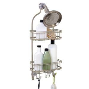 zenna home hanging over-the-shower caddy, satin nickel