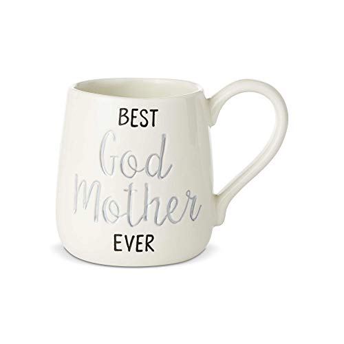 Enesco Our Name is Mud Best Godmother Engraved Coffee Mug, 1 Count (Pack of 1), White