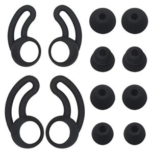 eartips wingtips replacement for beatsx, ultra soft silicone earbud tips earhook, 4 pair s/m/l double flange size eartips & 2 pair s/l size wingtips (black)
