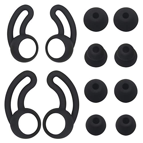 Eartips Wingtips Replacement for BeatsX, Ultra Soft Silicone Earbud Tips Earhook, 4 Pair S/M/L Double Flange Size Eartips & 2 Pair S/L Size Wingtips (Black)