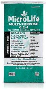 microlife multi-purpose (6-2-4) professional grade granular organic fertilizer for all plants all the time, 40 lbs