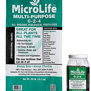 MicroLife Multi-Purpose (6-2-4) Professional Grade Granular Organic Fertilizer for All Plants All the Time, 40 LBS