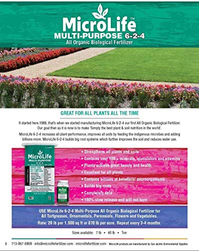 MicroLife Multi-Purpose (6-2-4) Professional Grade Granular Organic Fertilizer for All Plants All the Time, 40 LBS