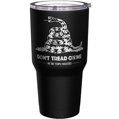 We The People Holsters - Gadsden Flag - Dont Tread On Me - Snake Tumbler - American Flag Coffee Travel Mug - American Made Travel Mug - Double Insulated Tumbler - 30 oz