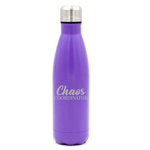 mip brand 17 oz. double wall vacuum insulated stainless steel water bottle travel mug cup chaos coordinator mom mother teacher (purple)