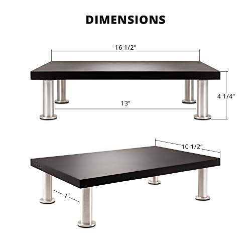 The Office Oasis Computer Monitor Stand, Solid Bamboo Supports 100lbs, Black